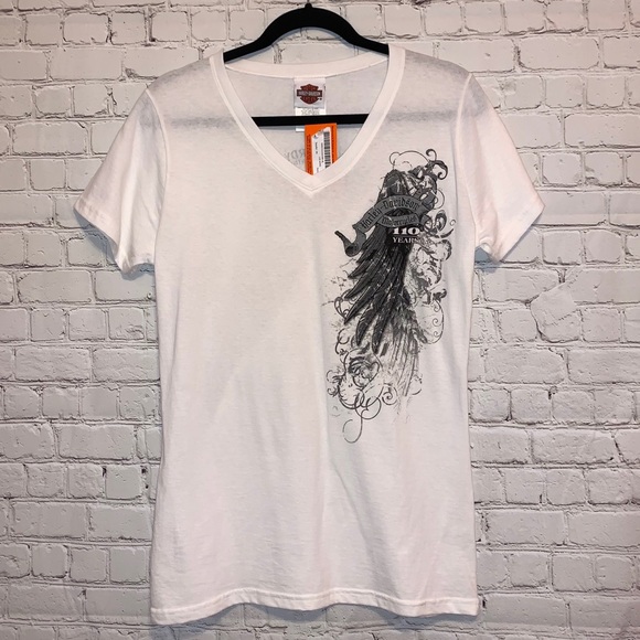 Harley-Davidson Tops - NWT Harley Davidson V Neck White Short Sleeve Tee
